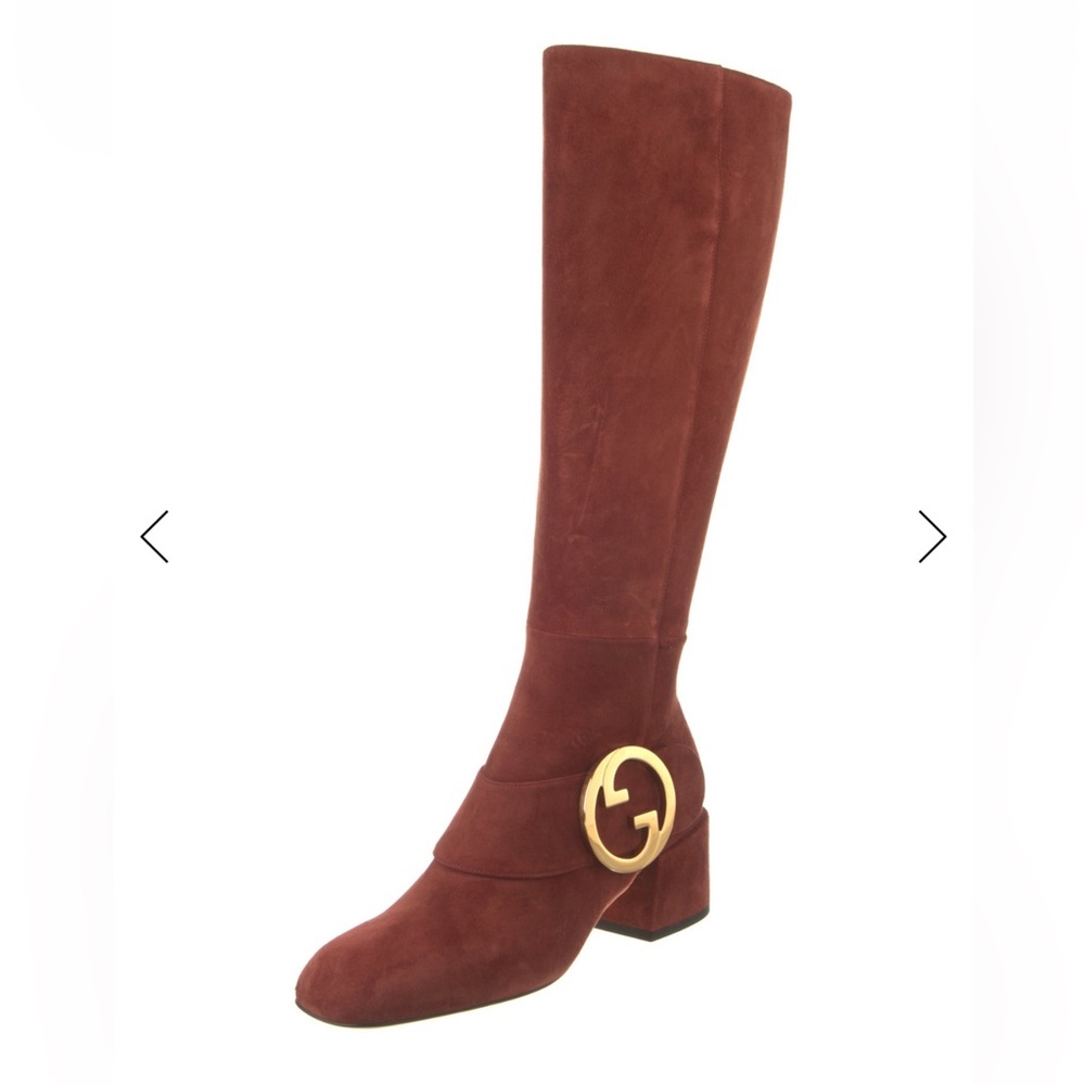 NWT GUCCI Interlocking G Logo Suede Knee High Boots (US 7 / EUR 37)